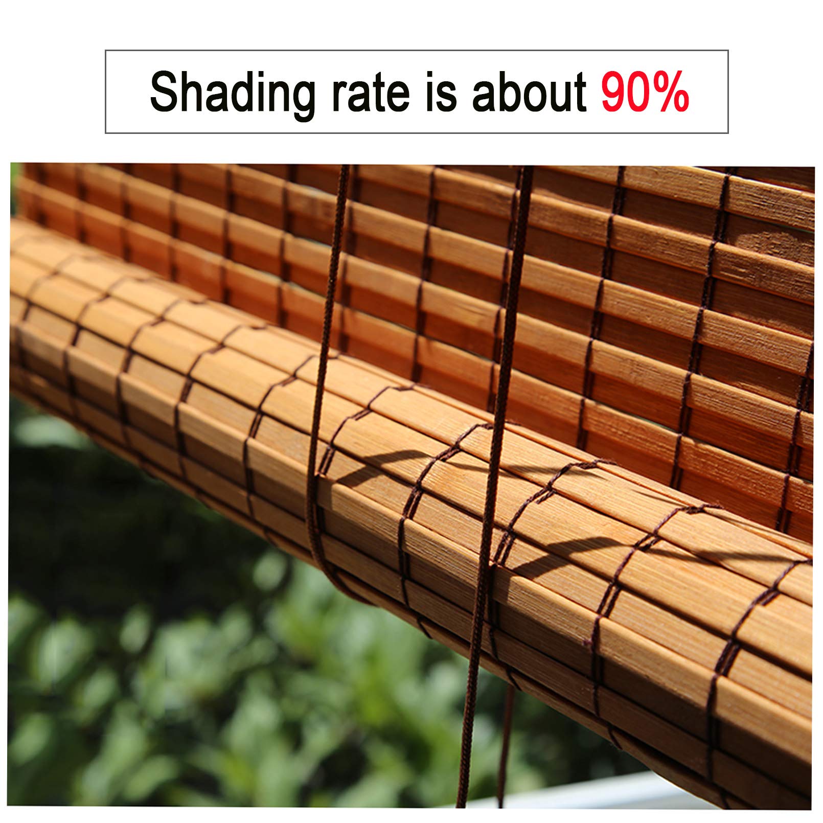 Rideau en Bambou,Naturel Store Enrouleur,90% Taux D'ombrage,Rideau Occultant,Rideau Vénitien ?Imperméable Respirant,Stores À Rouleaux Romains Intérieur/Extérieur Personnalisable (100x140cm/39x55in)