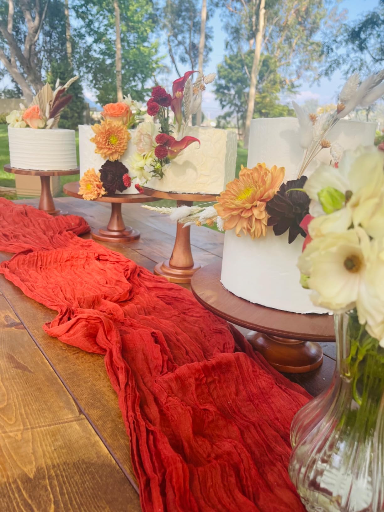 Amazon.com | AimtoHome Wood Cake Stand，Wooden Tall Cake Stands for ...