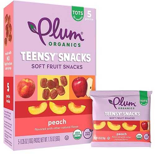 Plum Organics Teensy Fruits, melocotón, 1.75 onzas (paquete de 8)