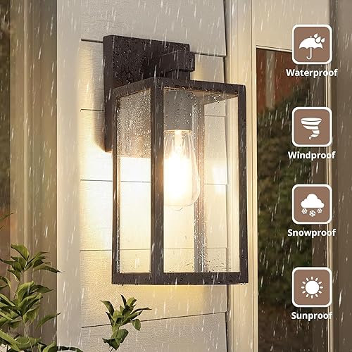 Vista 11 de MAXvolador Farol de pared para exteriores, aplique de pared impermeable exterior, lámpara de montaje blanca antioxidante, luces de cristal
