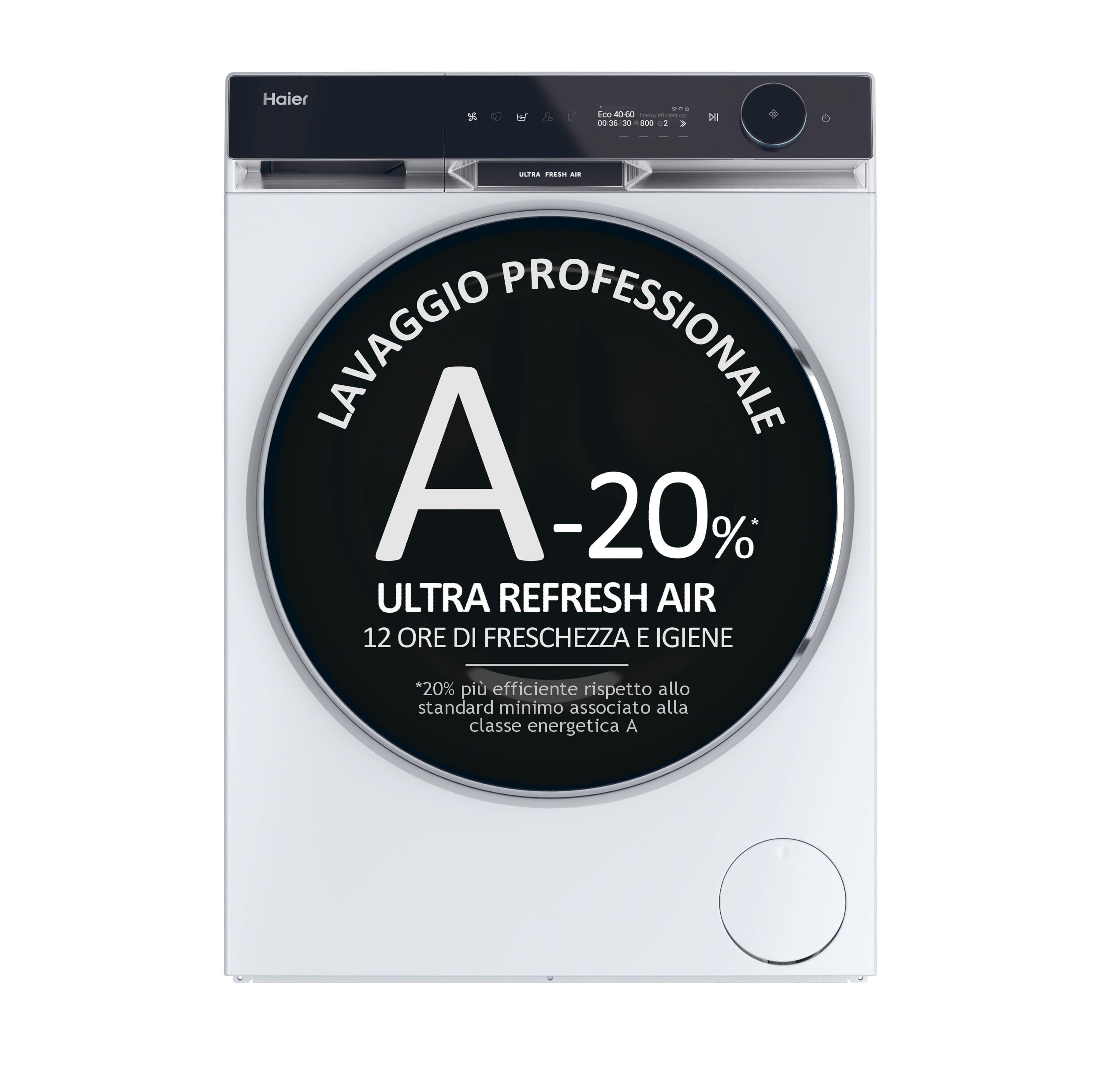 Haier X Serie 11, Lavatrice a carica frontale 10 KG, Libera Installazione, Classe A-20%, 1400 giri, Vapore, 16 programmi, Intelligenza Artificiale, Capacità XXL, 85x60x61 cm, Bianca - HW100-BD14397U1S