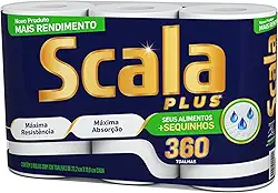 Scala Plus Papel Toalha Mega, 360 Toalhas (3 Rolos de 120 Toalhas Cada)