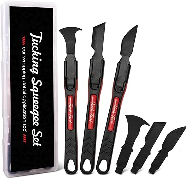 NEWISHTOOL Micro Squeegee Vinyl Wrap Tool, 6 in 1 Pro Wrapping Stick Squeegee Tuck Tools, Heat-Resistant POM Car Wrapping Tool Seam Edge Detail Application for Vinyl Tucking, Sealing and Film Cutting