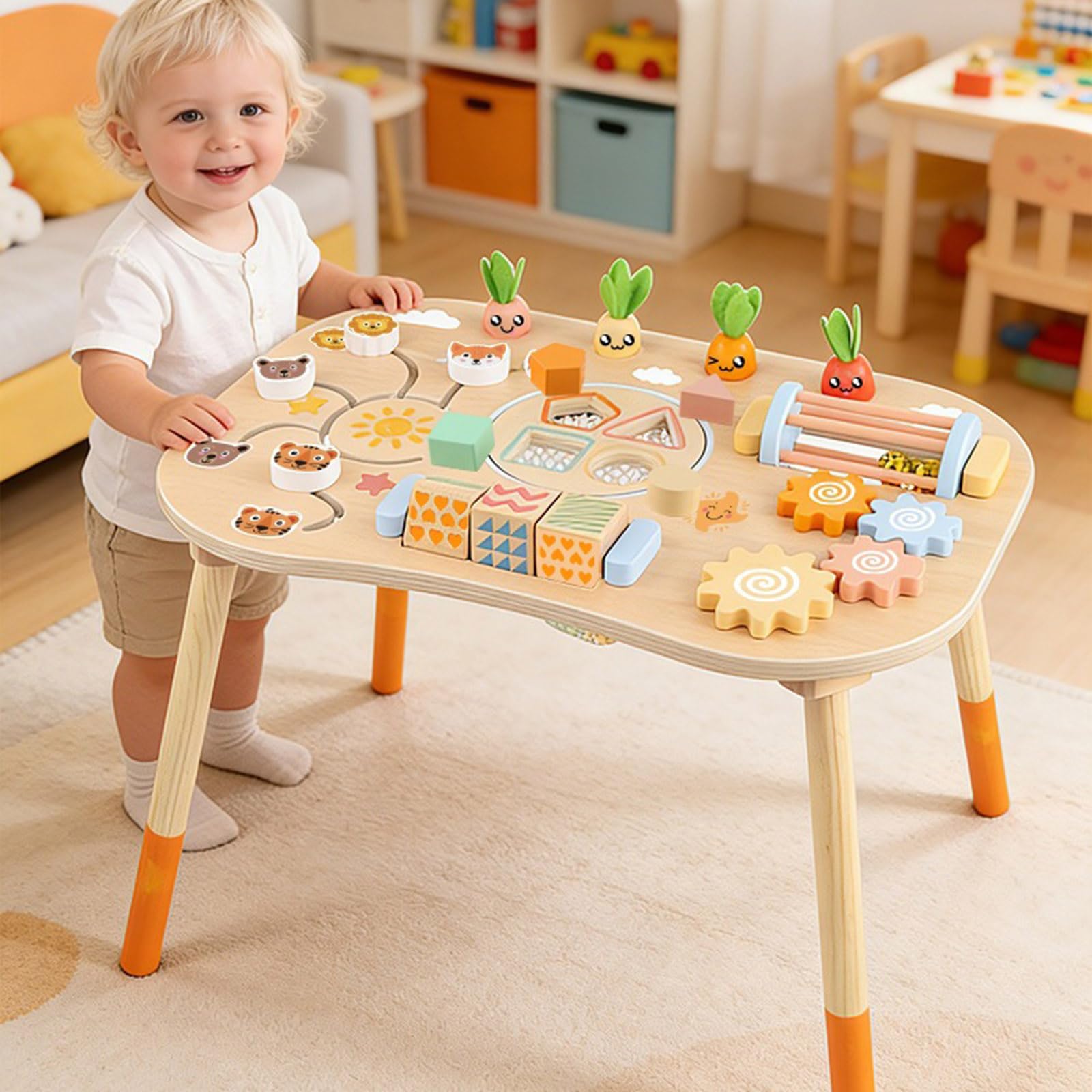 Holzsortierspiel, Aktivitätsbrett, Puzzle Spieltisch, Spielzeug für Lernen Vorschulalter, Feinmotorik, pädagogisches Aktivitätsspielzeug, Früherziehung, Holztisch