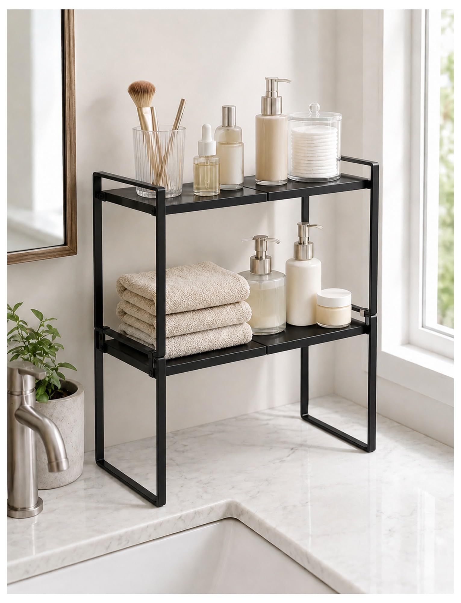 Organiseur de salle de bain extensible à 2 niveaux gain de place placard