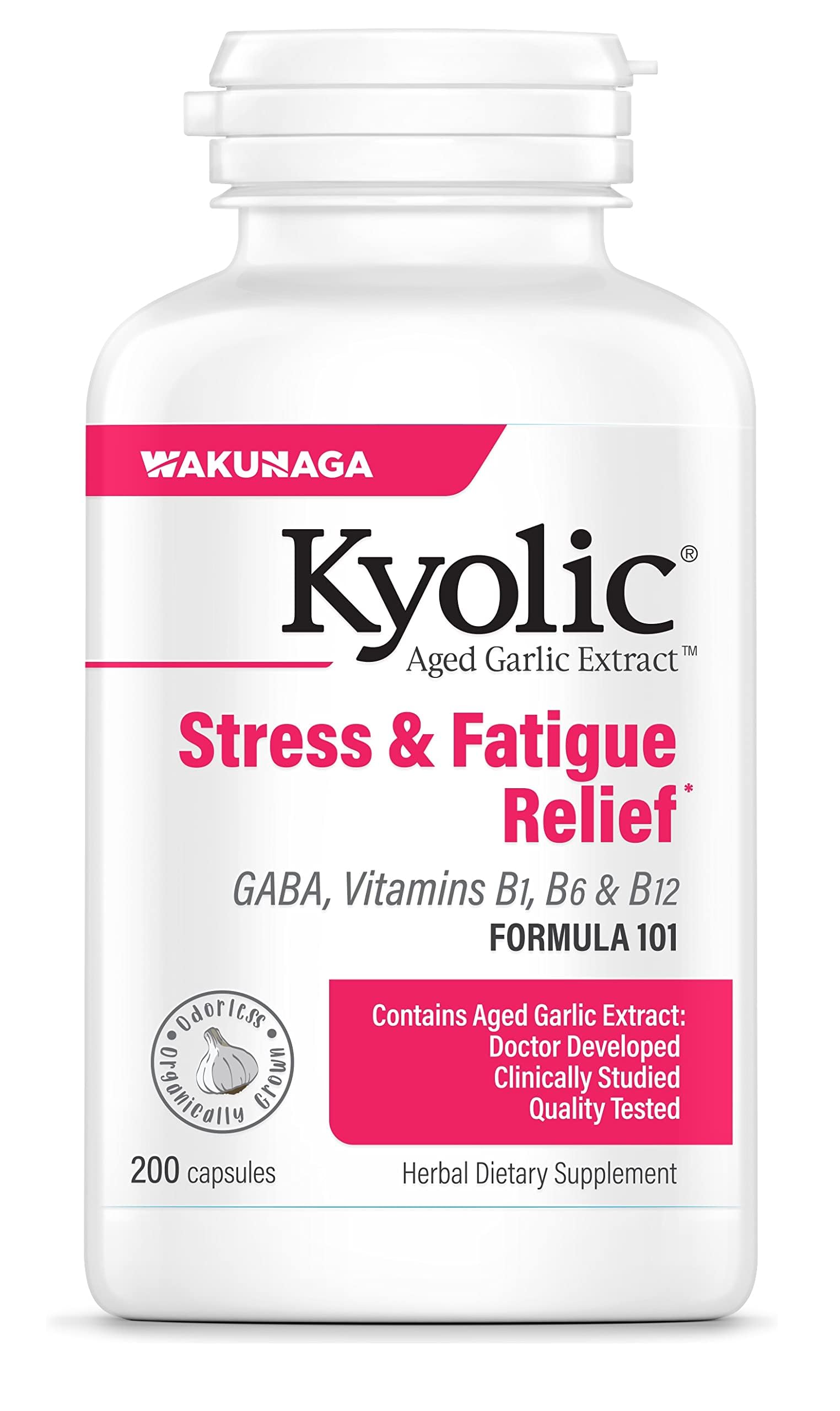 Kyolic Aged Garlic Extract Formula 101, Stress and Fatigue Relief*, 200 Capsules.