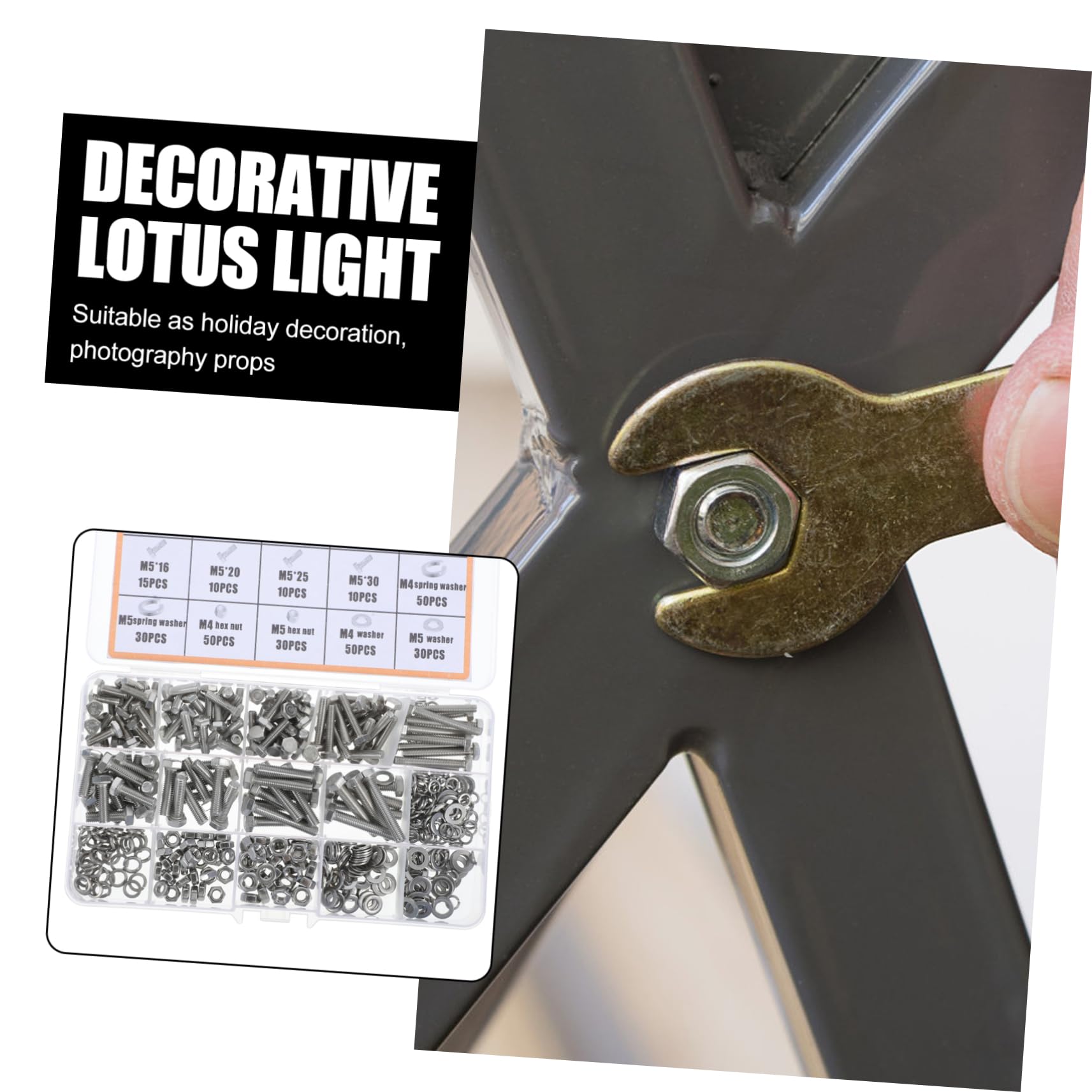 Cabilock 375Piezas Kit Tornillos Tuercas y Arandelas Inoxidable para Reparaciones de Maquinaria Muebles y Vehículos Resistente y Duradero