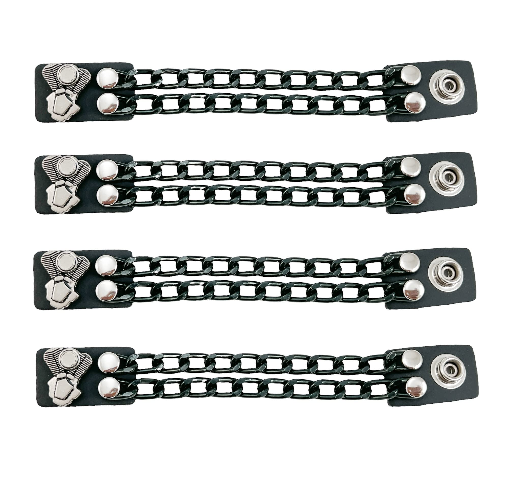 Funk Plus Motorcycle Vest Extenders Double Black Chain Regular Snap MC Jacket Made in USA (6