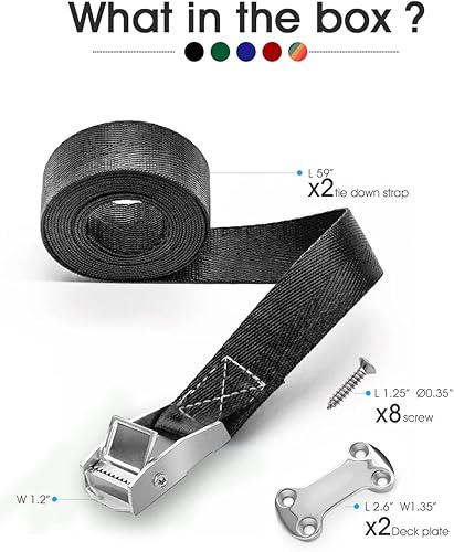 Miniatura 3 de ALIENSX Kit de amarre para enfriador, correas de amarre para enfriadores RTIC Yeti, correas de amarre con hebilla de leva, seguras para barcos,