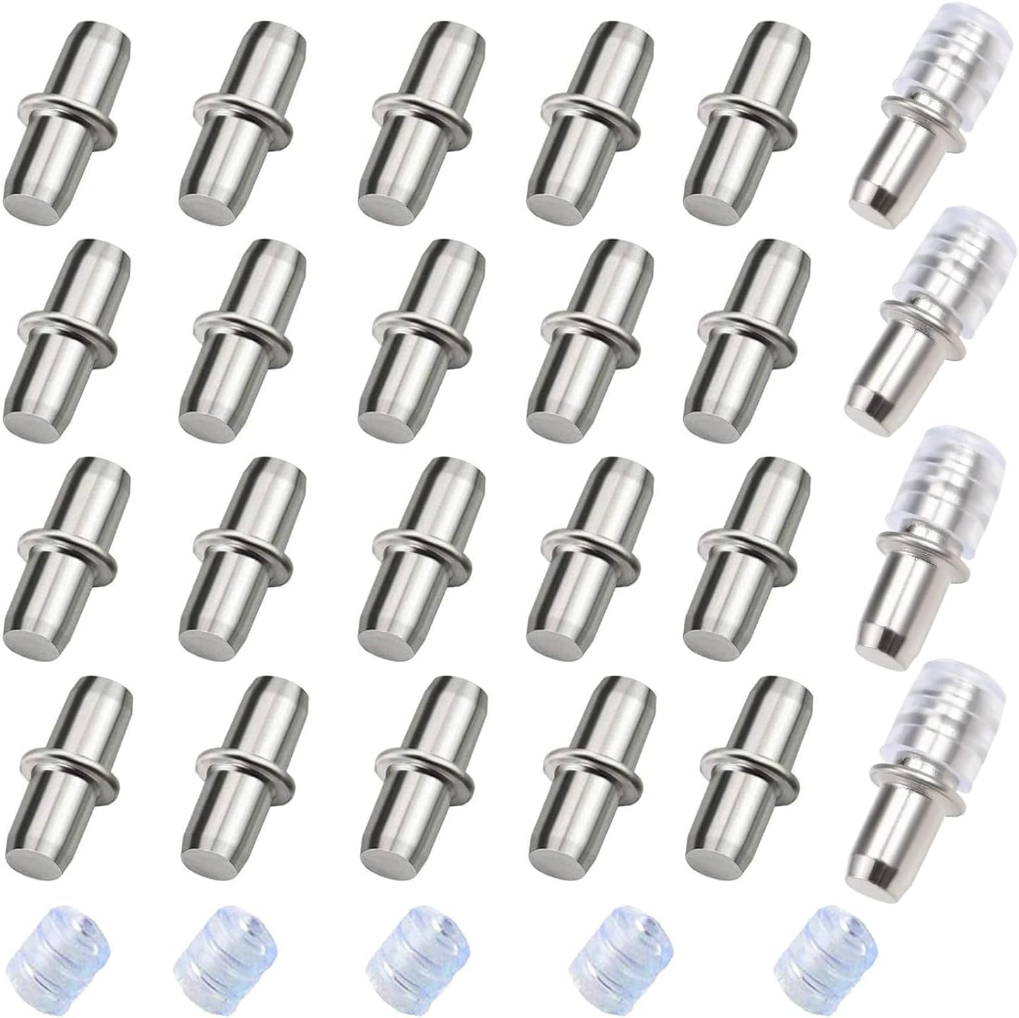 YUENTOEN 40Pcs Shelf Pins, Support Pegs, 5mm Nickel Plated Cylindrical Supportable