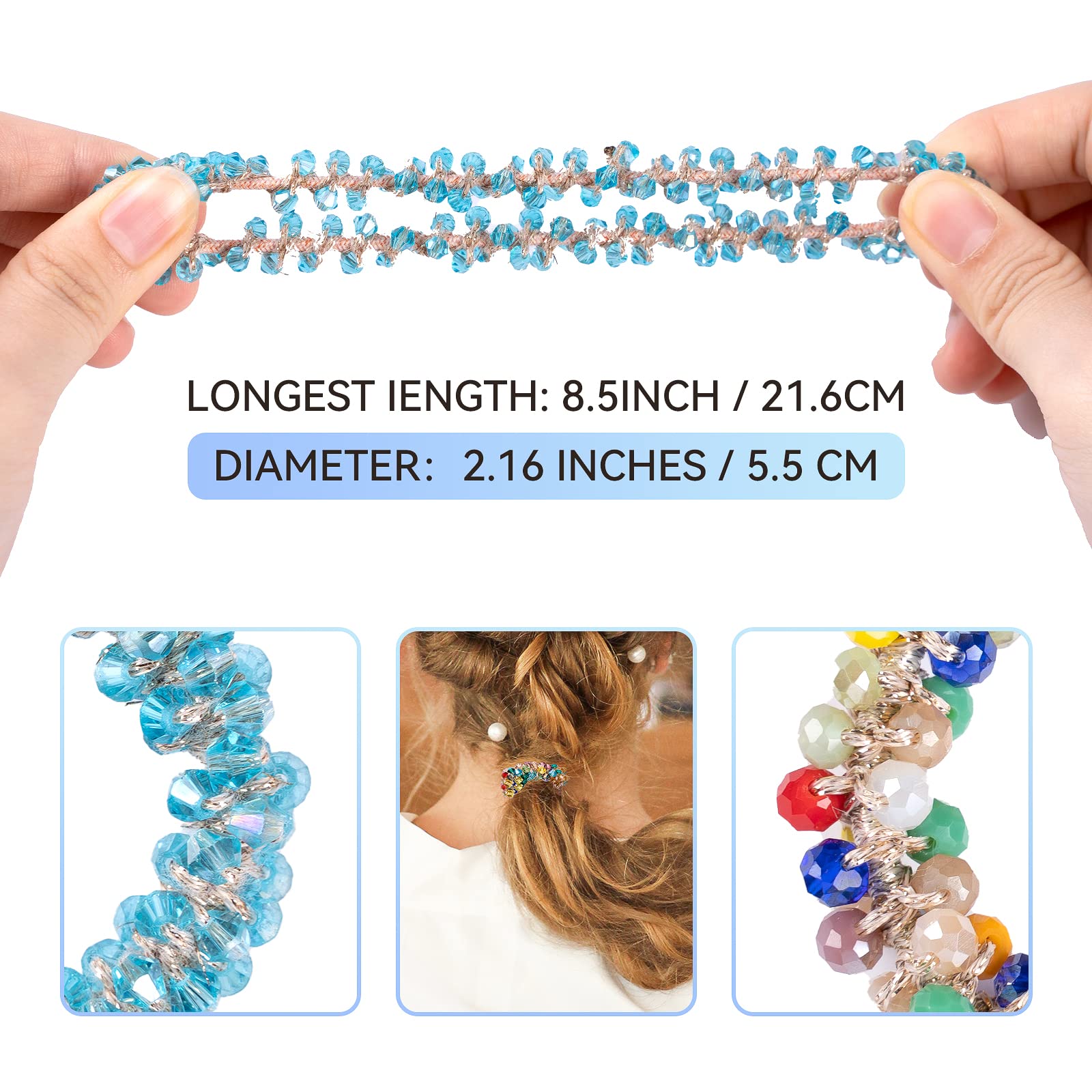 10 coleteros de cristal para el cabello, coleteros de cristal, accesorios para el cabello para mujer, soporte para cola de caballo con cuentas