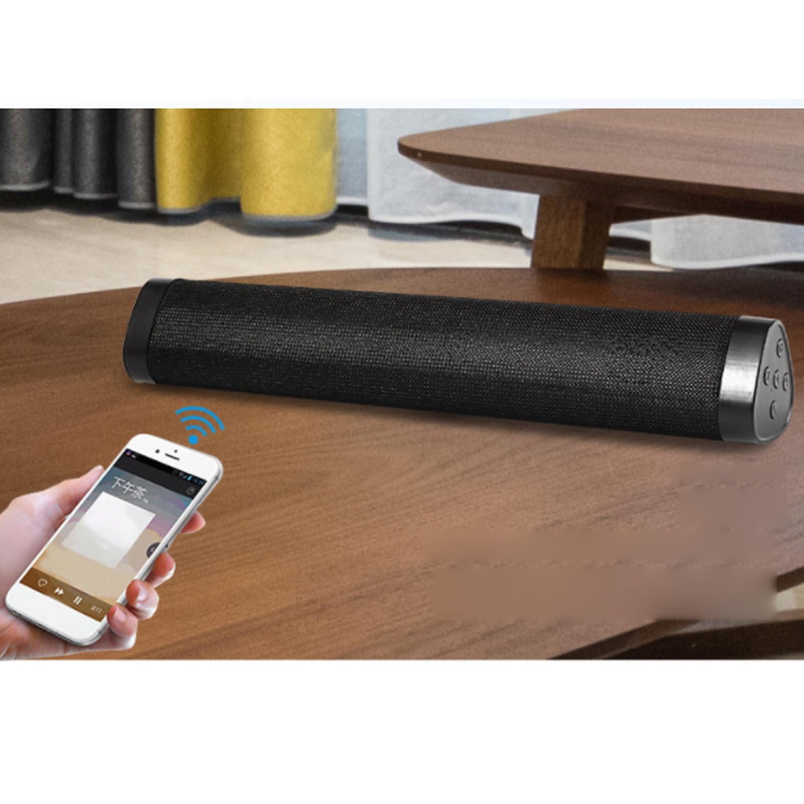 Barre de Son Bluetooth 17 Pouces, Haut-Parleur sans Fil avec Caisson de Basses intégré, pour PC TV