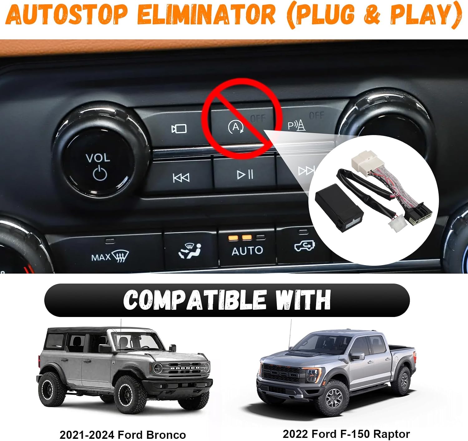 Auto Start Stop Eliminator for 2021-2025 Ford Bronco & 2022 Ford F-150 Raptor, Engine Start-Stop System Bypass, Automatic Stop-Start Canceller (Note:No fit Bronco Sport and Bronco Badlands) image 2