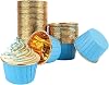 Dolphin 25 Muffin Mold - Cupcake molds, Waterproof and Oil Proof Baking Papers, Aluminum Foil Baking Cake Containers for Home or Party - Blue-Gold