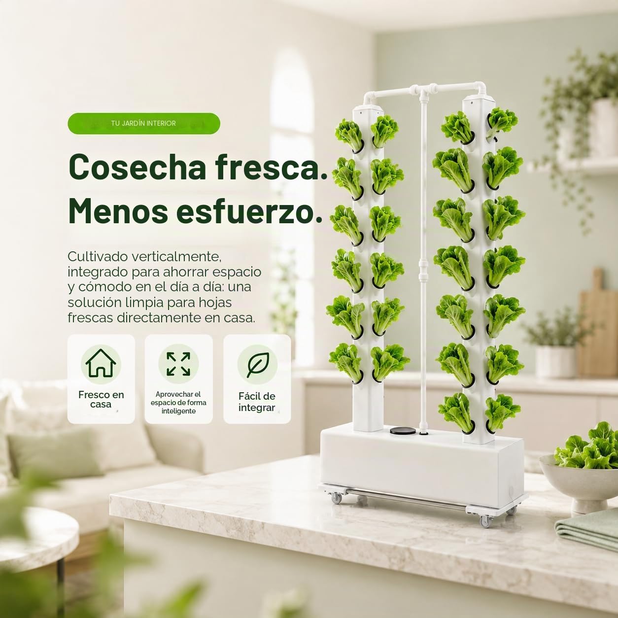Sistema hidropónico de 56 agujeros, sistema de cultivo hidropónico vertical, torre hidropónica, riego automático, juego de hidroponía con depósito de agua de 30 l y ruedas (blanco)