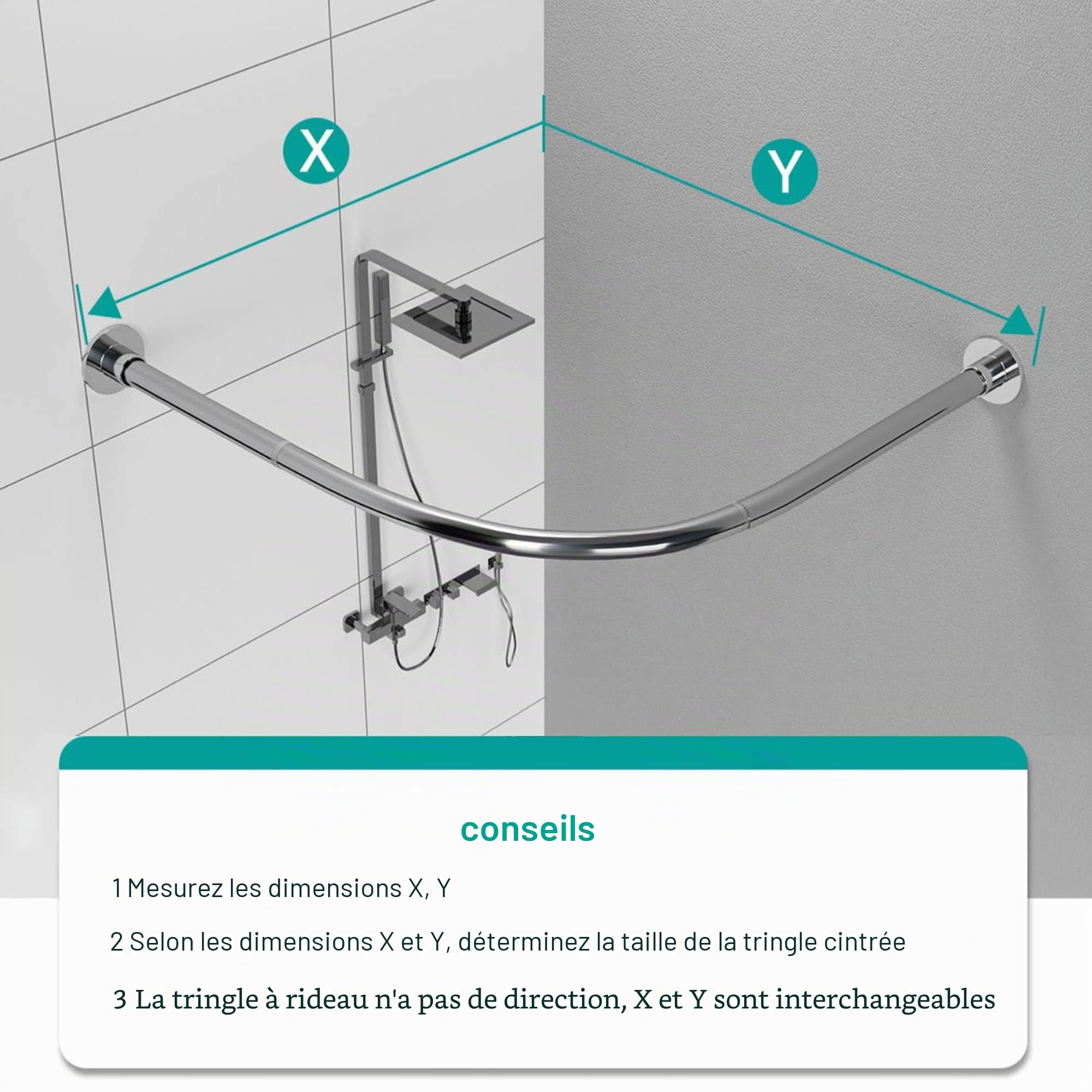 Barre Rideau De Cabine D'essayage en Forme De L, Tringles À Rideaux Extensibles en Acier Inoxydable, Tringles Rideaux Incurvées sans Perçage pour La Protection De La Vie Privée