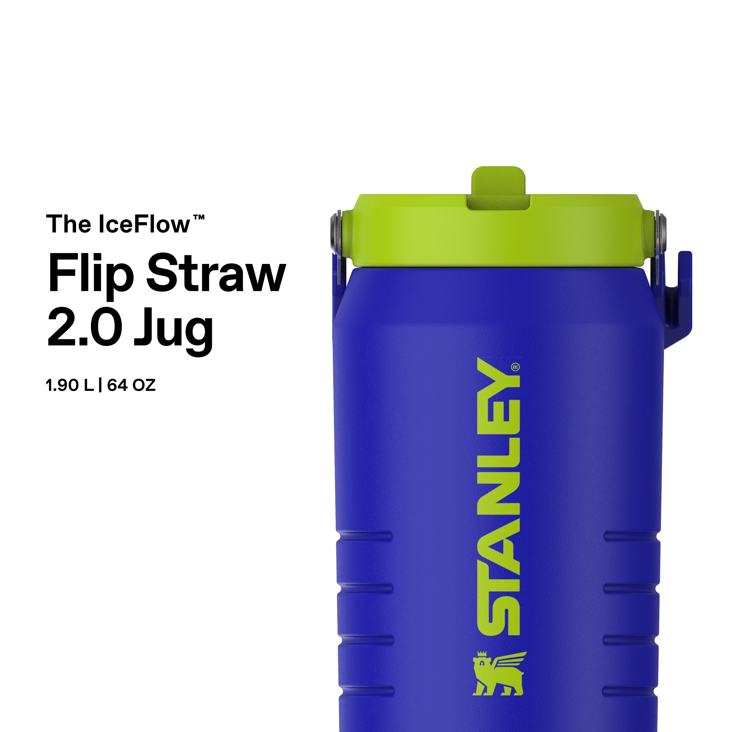 Stanley 1913 Iceflow Flip Straw 2.0 Jug 1.90L - 20 Ore Di Freddo - 4 Giorni Di Freddo - A Prova Di Perdite - Borraccia Acciaio - Lavabile In Lavastoviglie - Bottiglia Termica Palestra - Cobalt