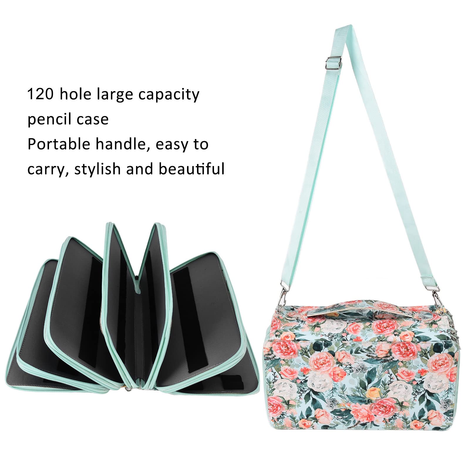 Astuccio per Matite da 120 Scomparti di Grande capacità, di Squisita Fattura, per Astuccio Portatile Rosa per la Scuola (rosa verde)