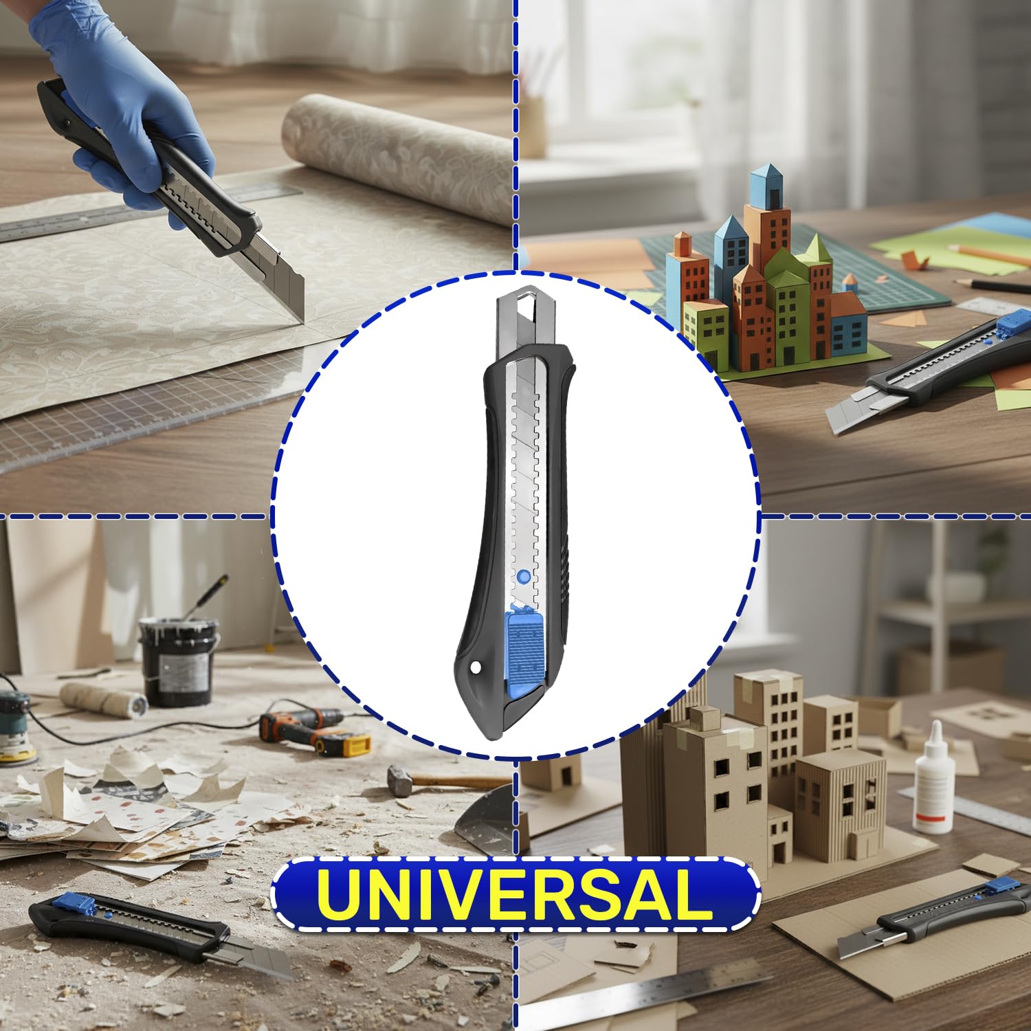 Taglierino Professionale 25 mm con Lama in Acciaio SK5 - Cutter Professionale con Resistenza allo Strappo di 60 kg e Blocco Automatico - MONTERAL