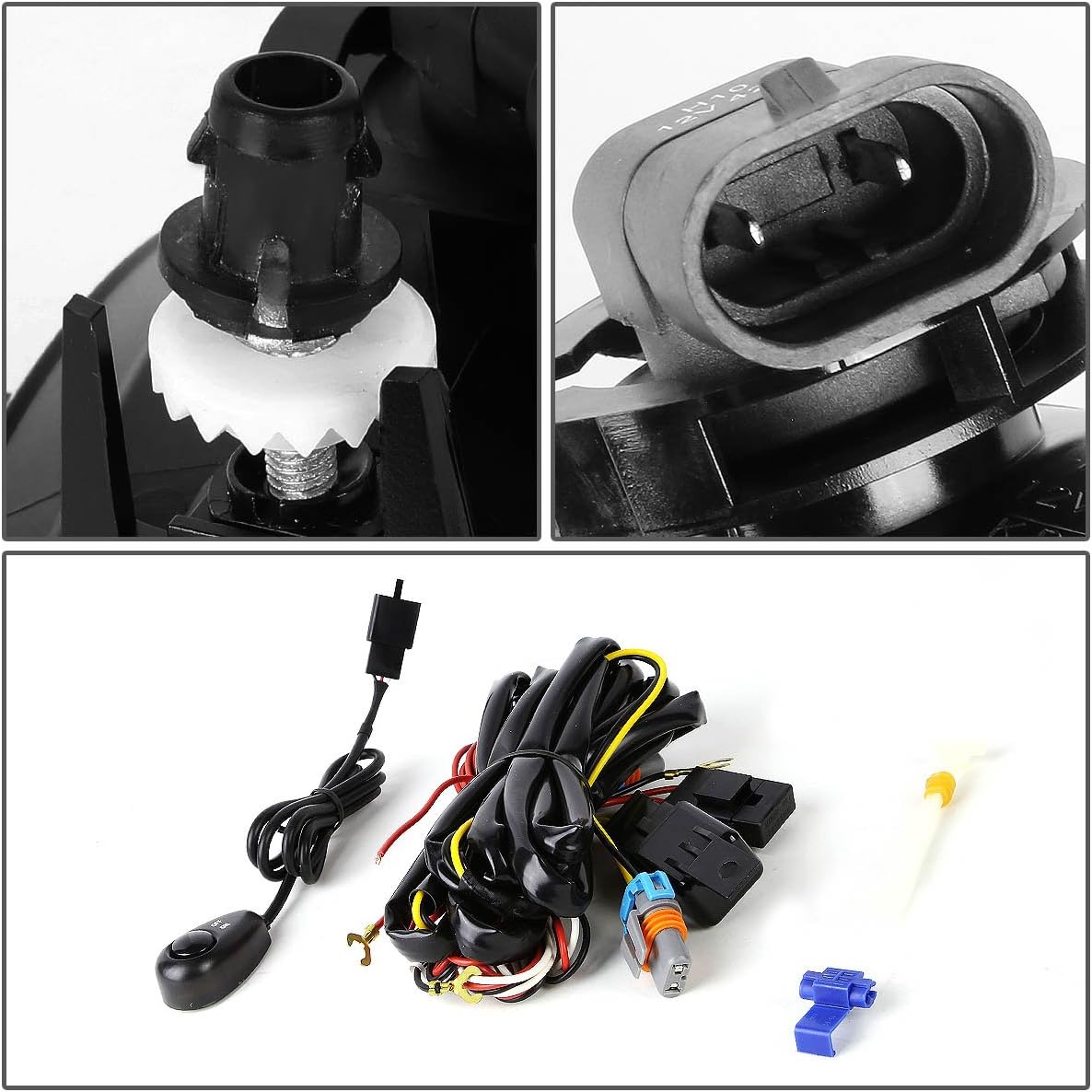 Auto Dynasty Fog Lights Assembly Compatible with 2005-2012 Tacoma / 2007-2014 Tundra Front Bumper Driving Fog Lamps with Switch, Driver and Passenger Side, Smoked Lens