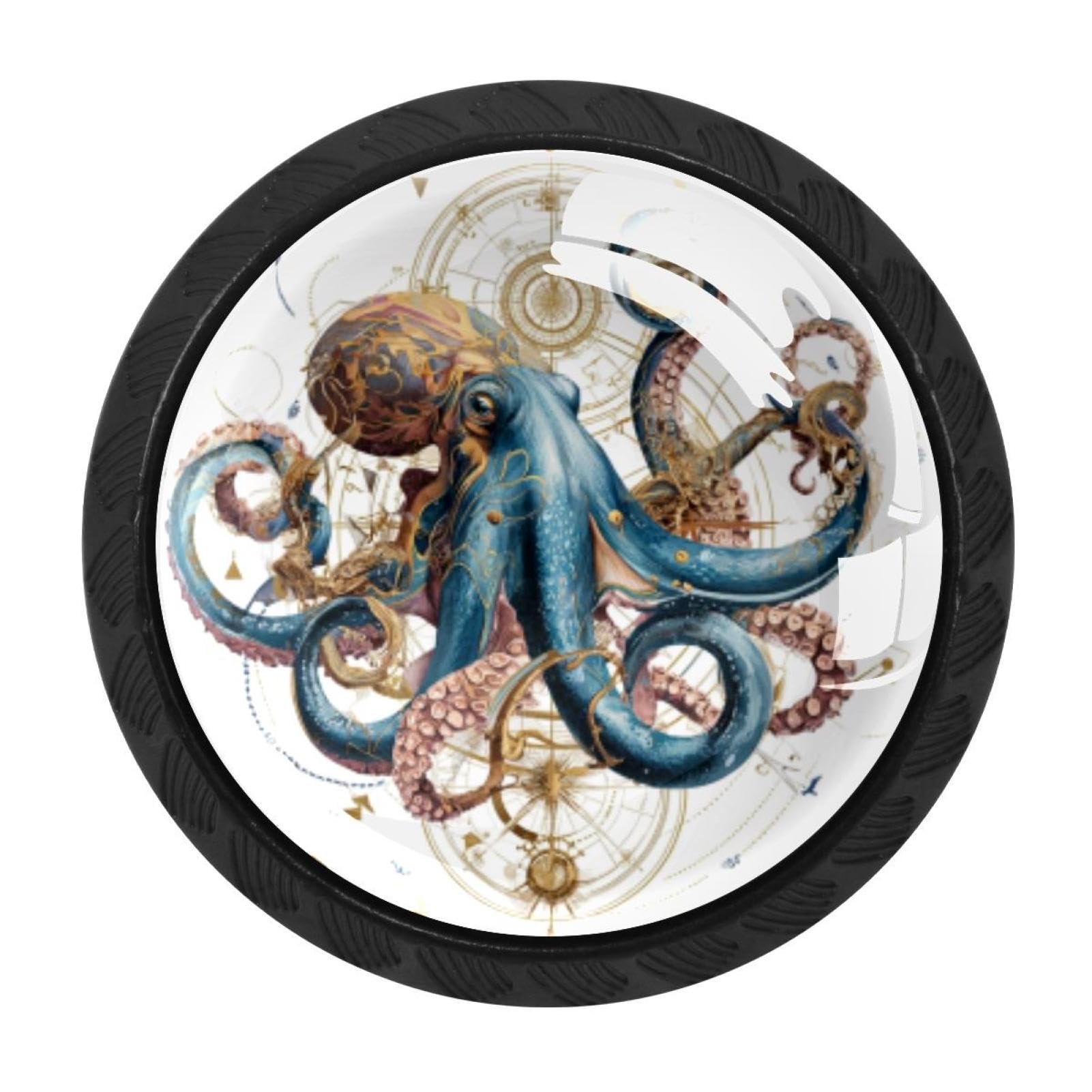 CHENZZZZ 4 Pieces Kitchen Cabinet Knobs Nautical Octopus (1) Drawer Knobs Dresser Knobs Drawer Pulls Door Knobs Dresser Drawer Handles Knobs for Dresser Drawers