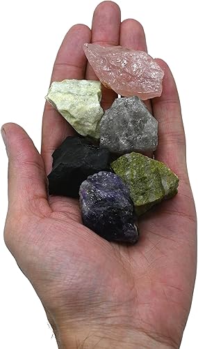 Miniatura 2 de Cristales para manifestación del sueño, juego de 6 cristales curativos de amatista, cuarzo ahumado, shungita, vesuvianita, serpentina y cuarzo rosa