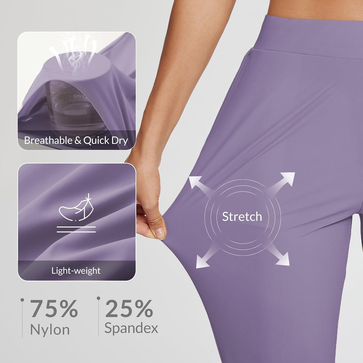  Women's Travel Pants Lightweight Stretch with Zip Pockets | Petite Fit Available, Secure Zip Pockets, Business Casual Slacks, Stretch Comfort for golf walking Jogging thumbnail