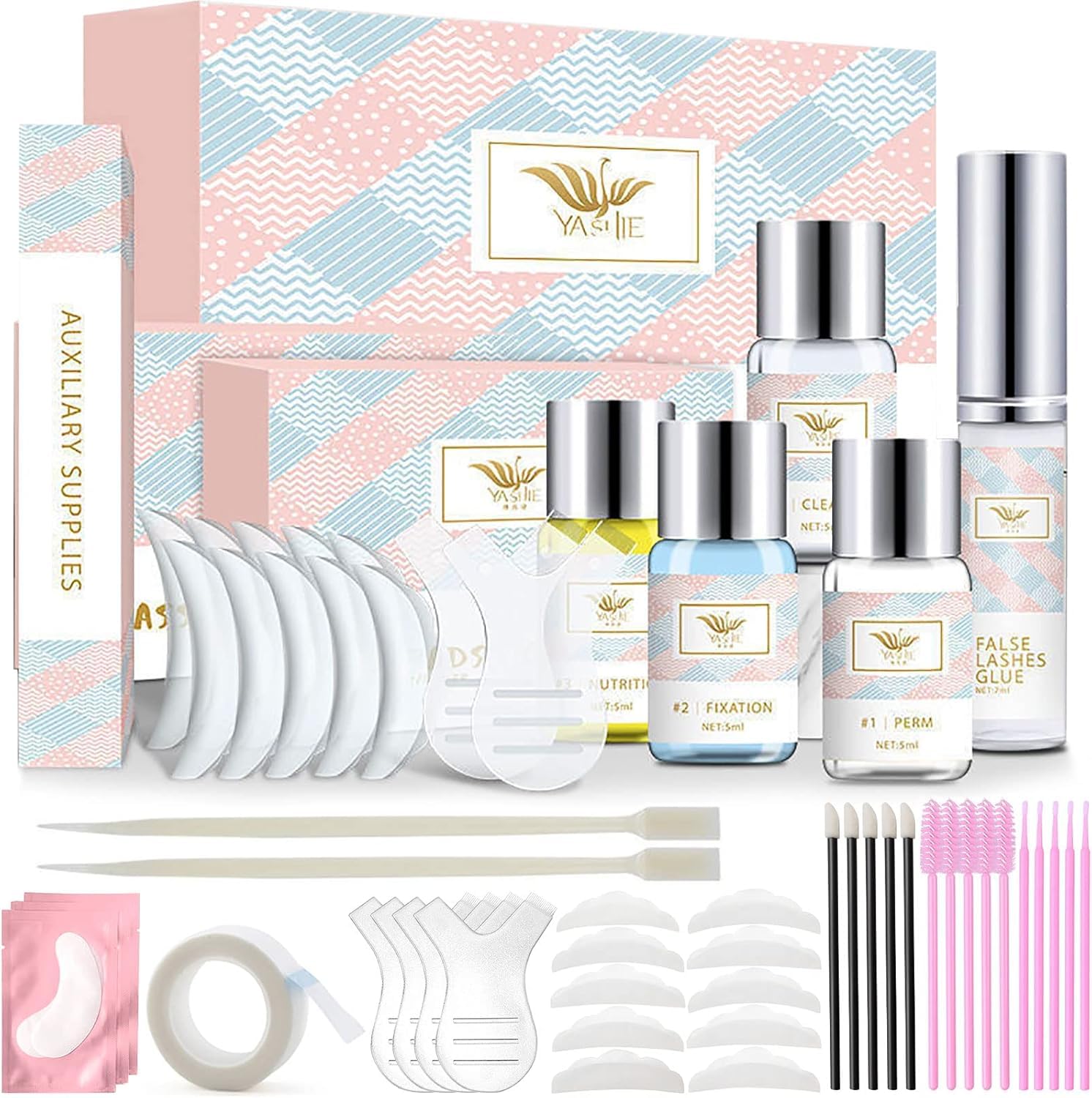 Kit Rehaussement de cils,Eyelash Perm Kit,Rehaussement Cils Kit,Professionnel Semi-Permanent Curling,Perming Wave Kit d’extensions de Cils,Kit de Cils Perm Convient ​pour le Salon de Beauté - 1