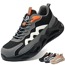 AFJYG Scarpe Antinfortunistiche Uomo Lavoro Donna Leggere Comode Traspiranti Sicurezza con Puntale in Acciaio Grigio EU 41
