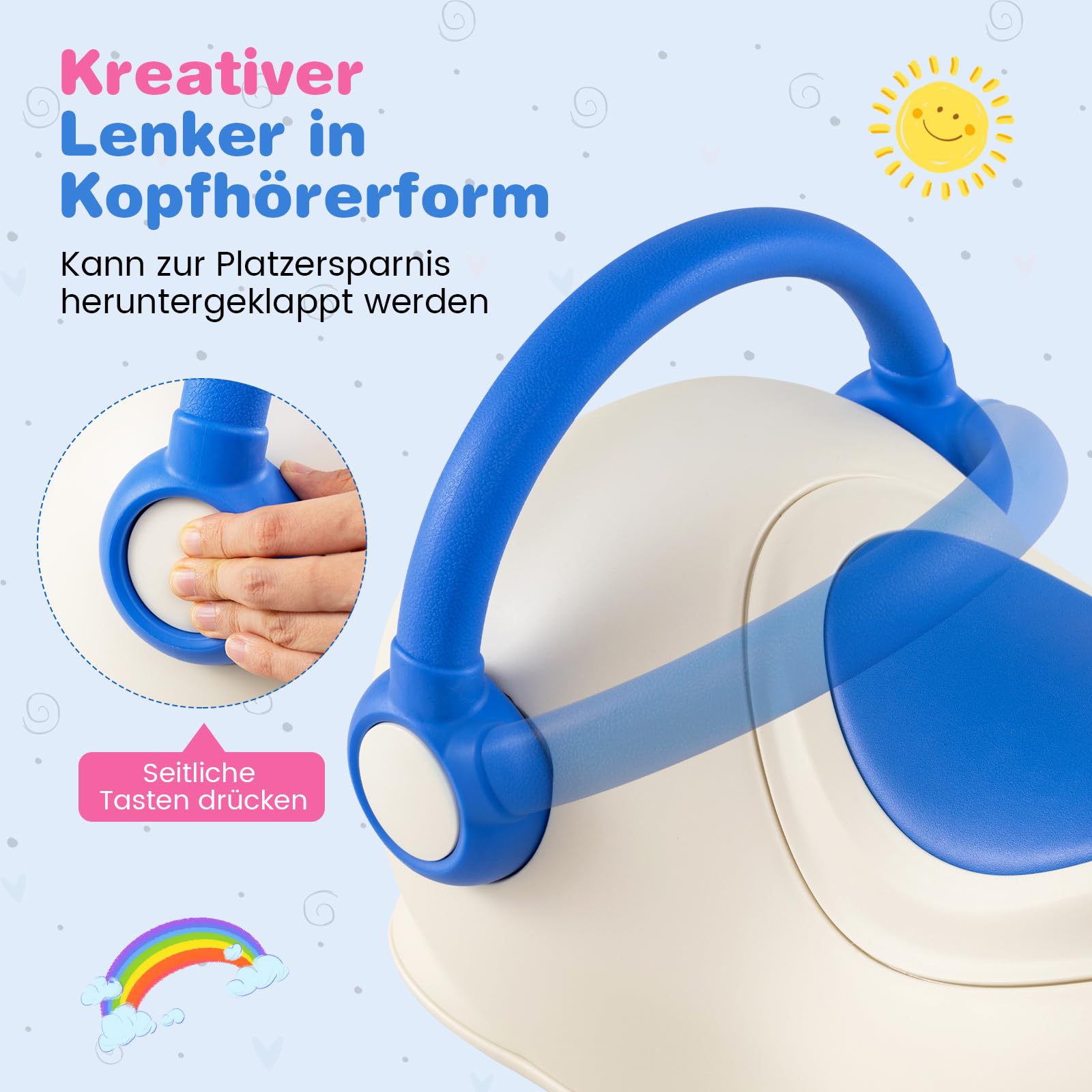 COSTWAY Schaukelpferd, Kinderwippe mit Rollen & verstecktem Stauraum, Schaukeltier mit Abnehmbarer Balancierplatte, 3 in 1 Rutschauto für Kinder ab 1 Jahr