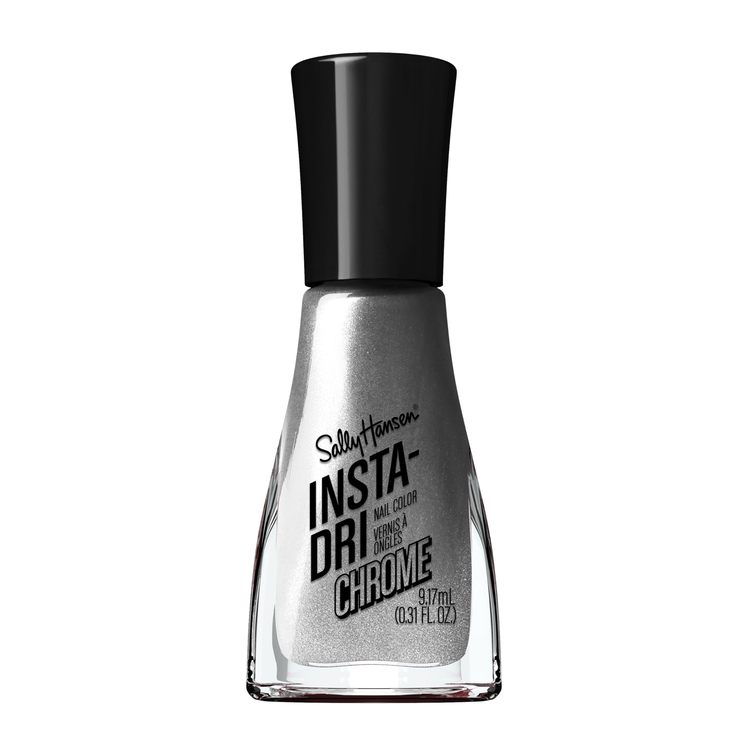Sally Hansen Insta-Dri Nail Polish Chrome Top Coat | Quick Dry, Long Lasting, Streak-Free Shine, Opaque | Steel the Show | Metallic Silver Nail Polish