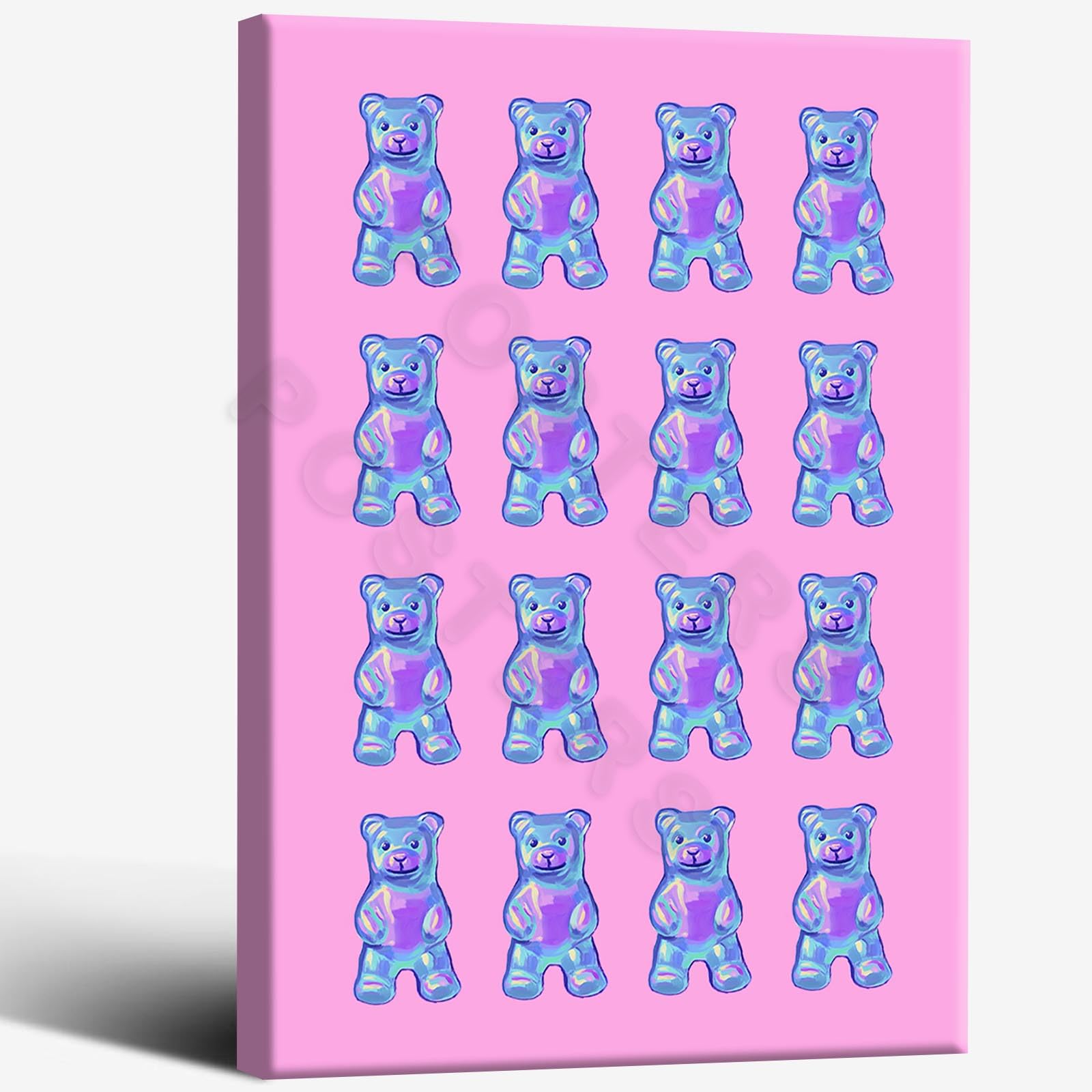 Vintage Gummy Bear Canvas Wall Art Print Poster Dopamine Trendy Quirky Wall Art Candy Themed Decor Bedroom Living Room Room Decor Aesthetics Student