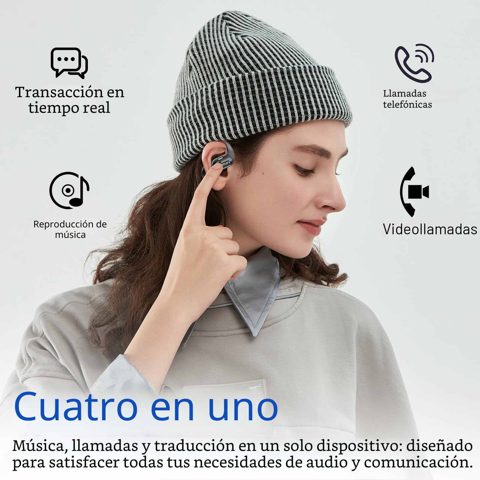 Auriculares traductores, 5 modos, Bluetooth 5.2, traductor de voz en tiempo real para viajes, 50 h de duración de la batería