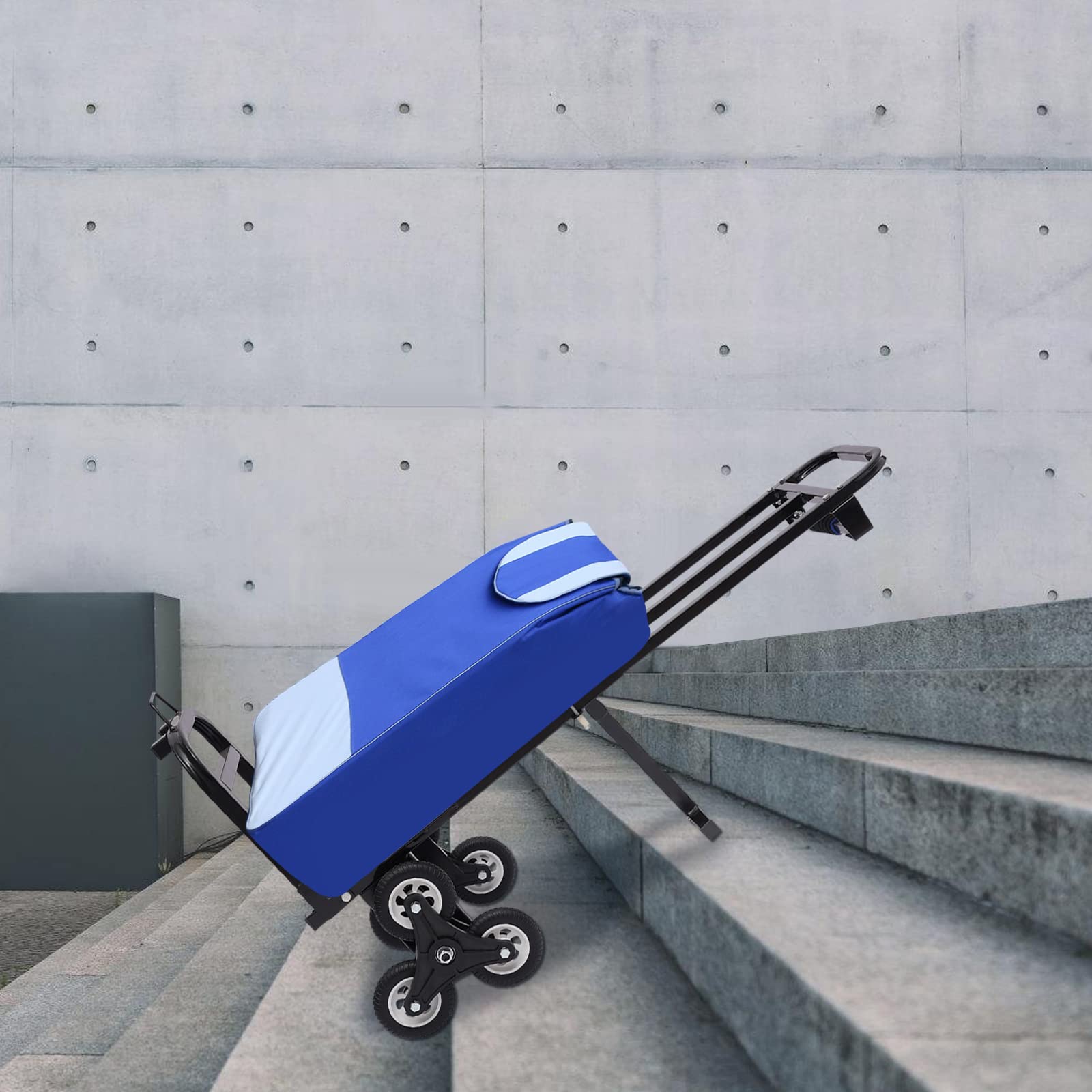 Wózek schodowy 200 kg, wózek transportowy, wózek do wspinania się po schodach, składany, z 6 kółkami, regulowany podłokietnik