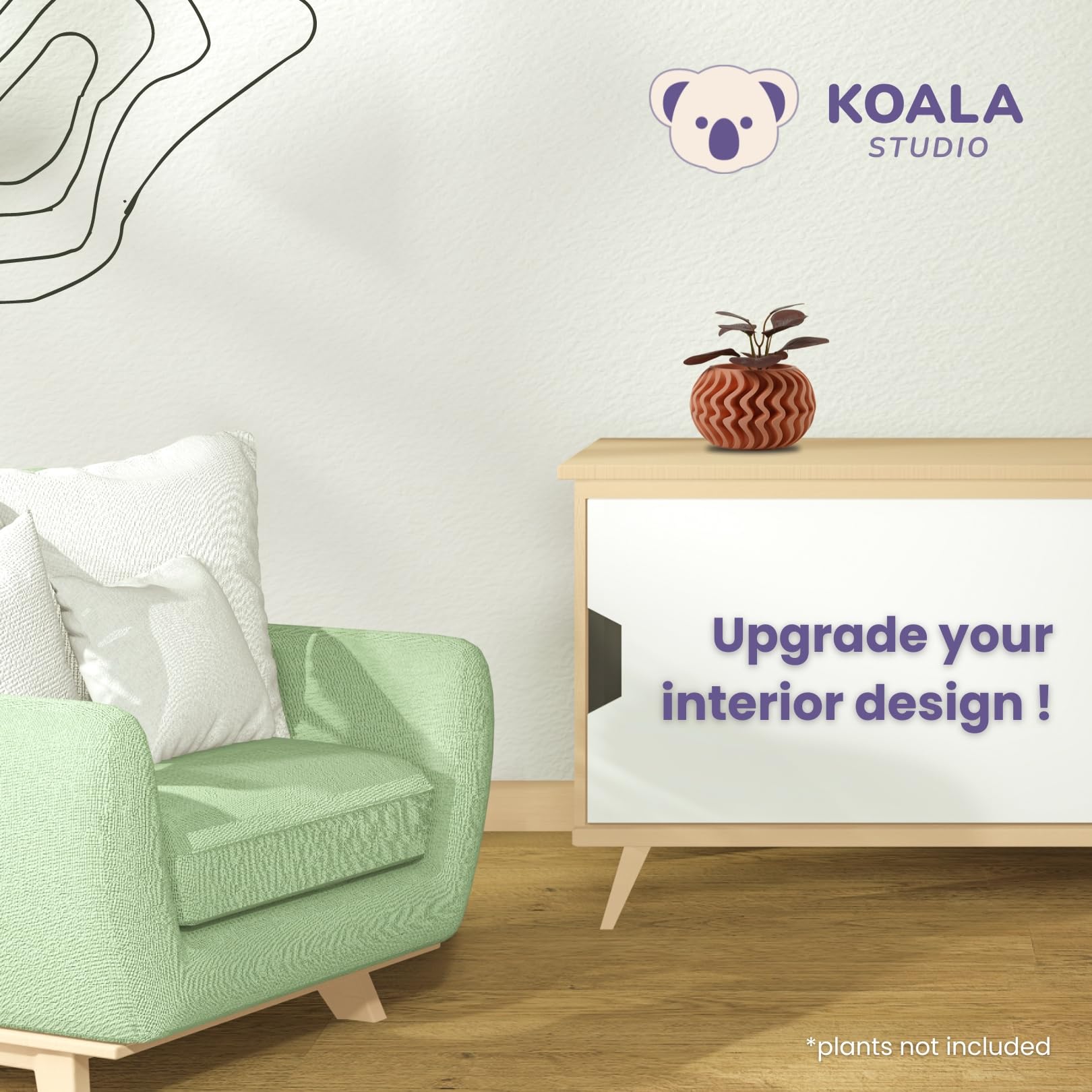 Koala Studio Brume, Indoor Decorative Pot for Synthetic Plants Succulents & Cacti - Image 3