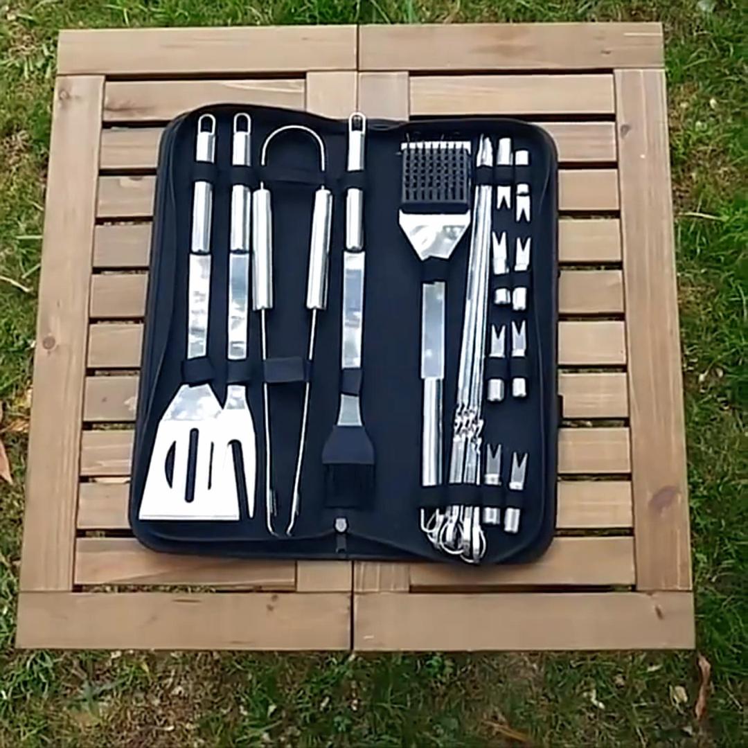 Set de 20 utensilios para parrilla de acero inoxidable miniatura 7