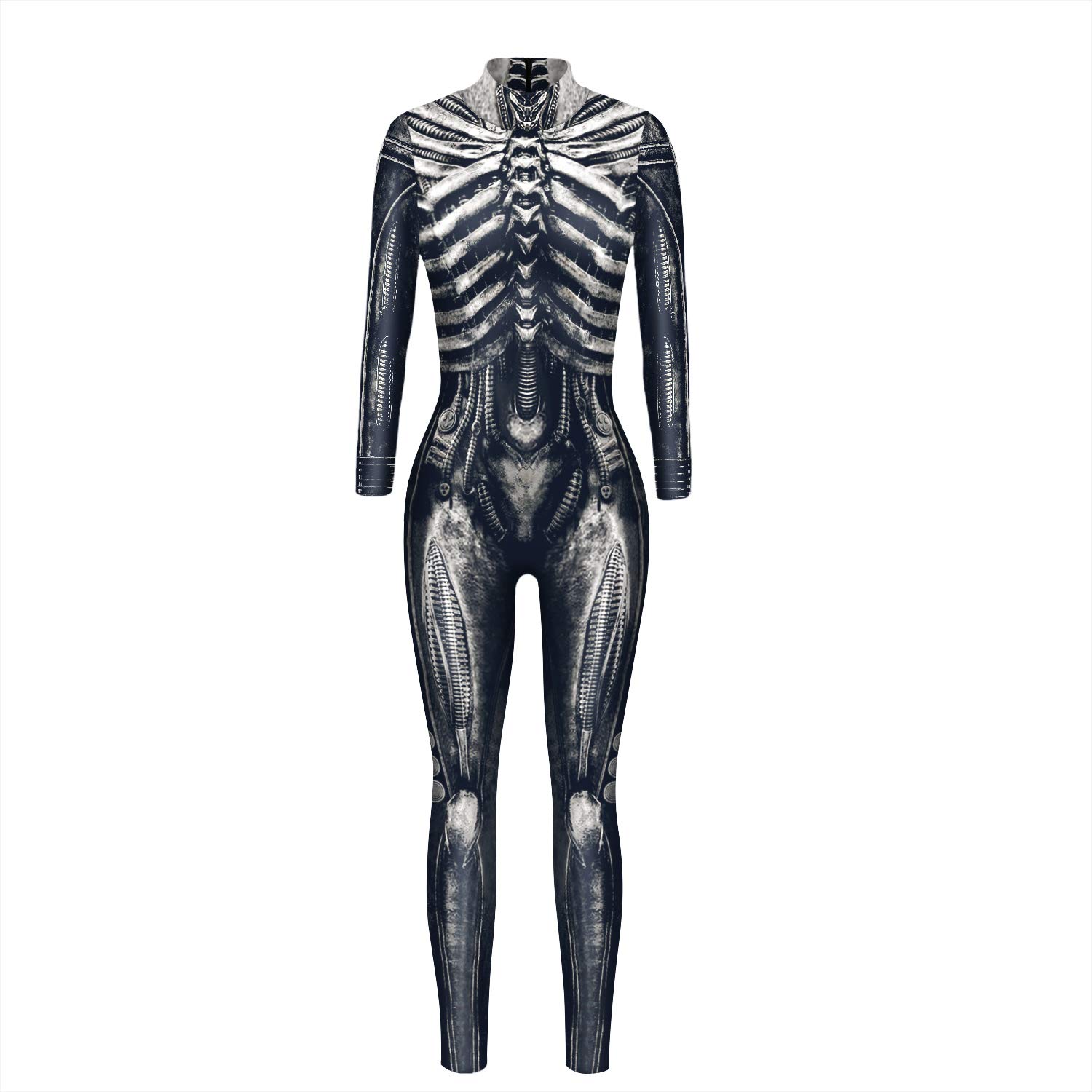 Honeystore Kids' Skeleton Jumpsuit Costume - Stretchy Full-Body Halloween Bodysuit