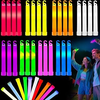 SHQDD 54pcs 4-Inch Glow Sticks Bulk - Waterproof Kid-Safe Glow in Dark Party Favors for Halloween, Birthdays, 8 Colors 10-Hour Glow