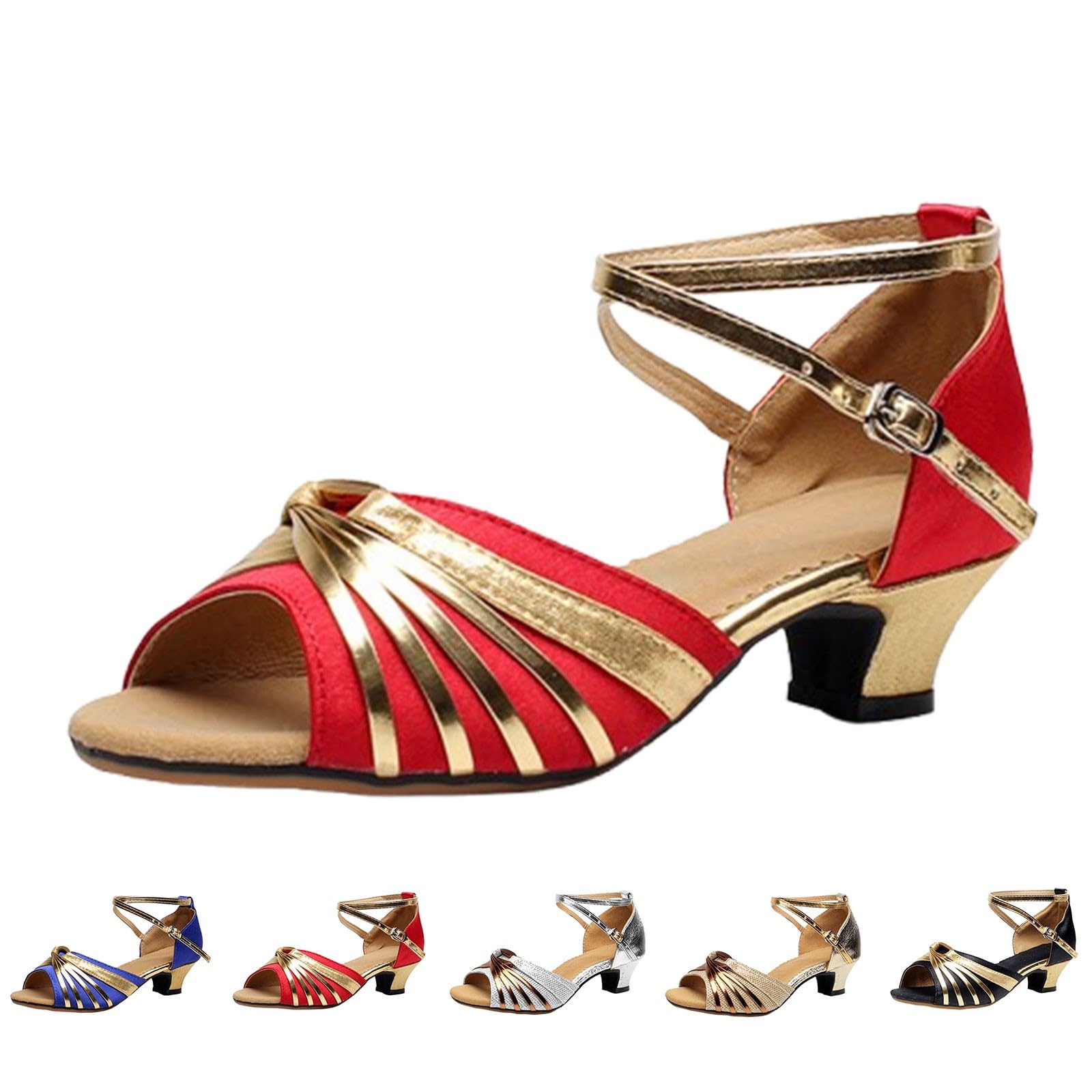 Sandali da ballo latino da donna, sandali con tacco da donna, stile versatile, alla moda, brillanti, sandali da ballo per matrimoni e feste, salsa, bachata, salsa, sandali aperti con fibbia regolabile