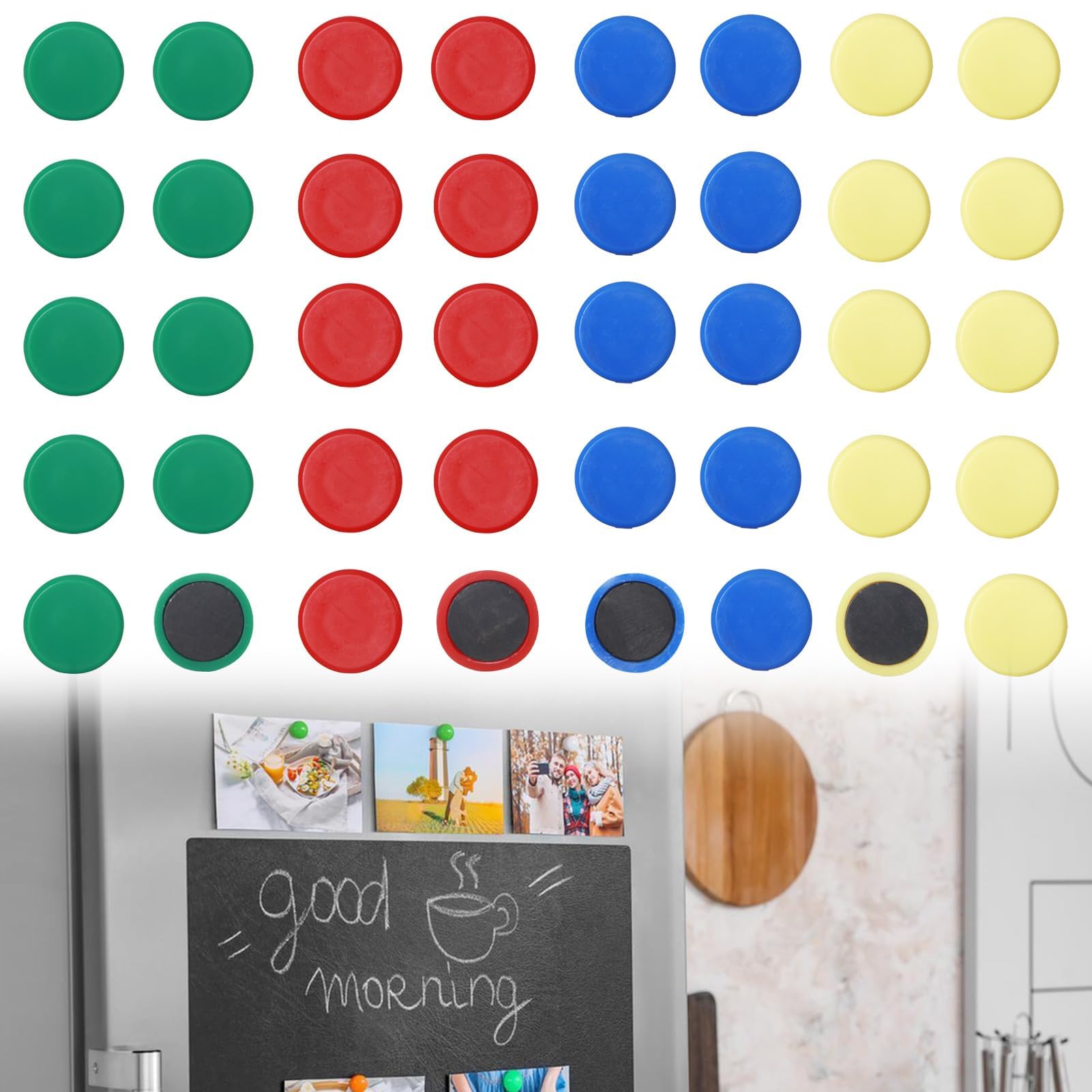40PCS Round Fridge Magnets, Colorful Round Small Refrigerator Magnet, 4 Colors Whiteboard Magnets for Office, Notice Boards, Planning Boards, School, Postcard, Home & DIY, 20 mm Back to School Season