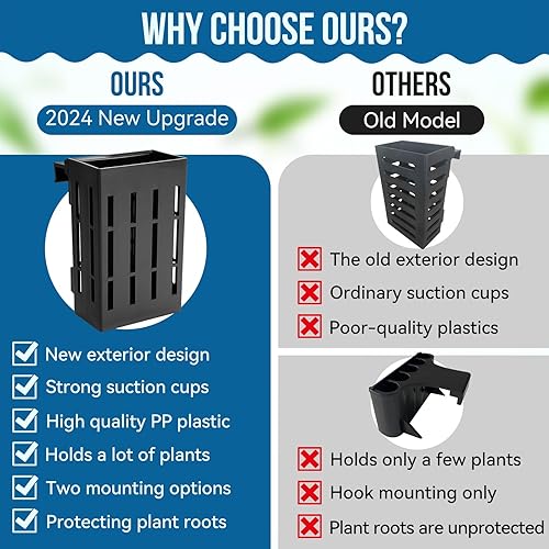 Miniatura 4 de Soporte mejorado para plantas de acuario con ganchos y ventosas para pecera, cultivo de plantas acuapónicas y decoraciones de paisaje acuático (gris)