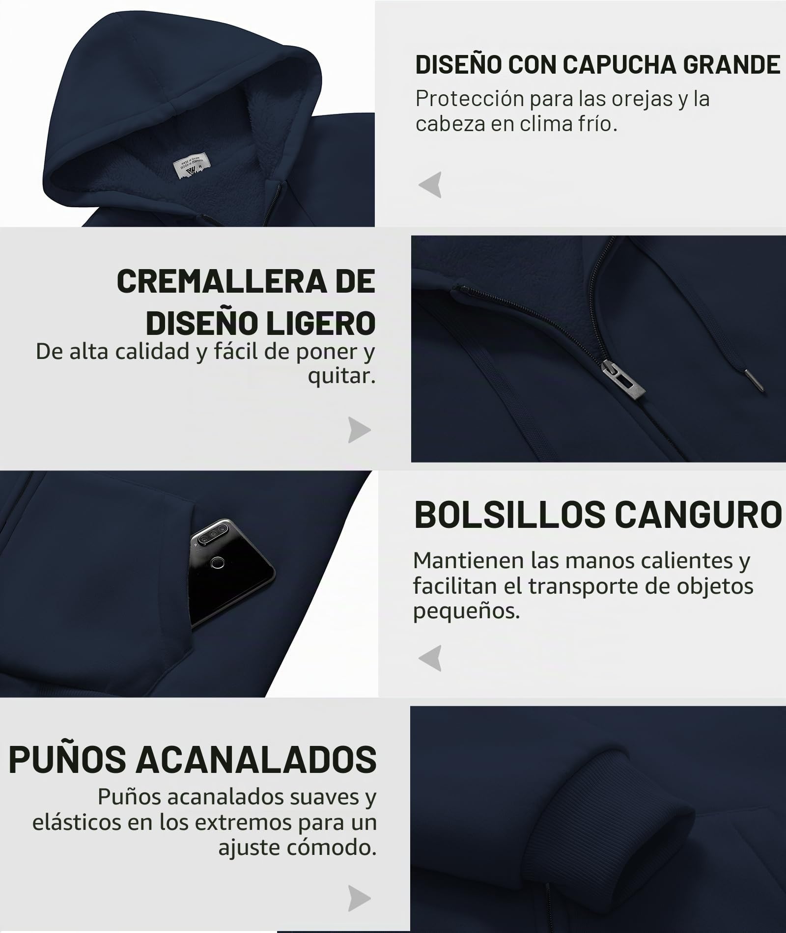 JACKETOWN Sudadera con Capucha para Hombres Engrosada Sudadera con Capucha para Hombres Chaqueta de Invierno de Lana térmica Sudadera con Capucha