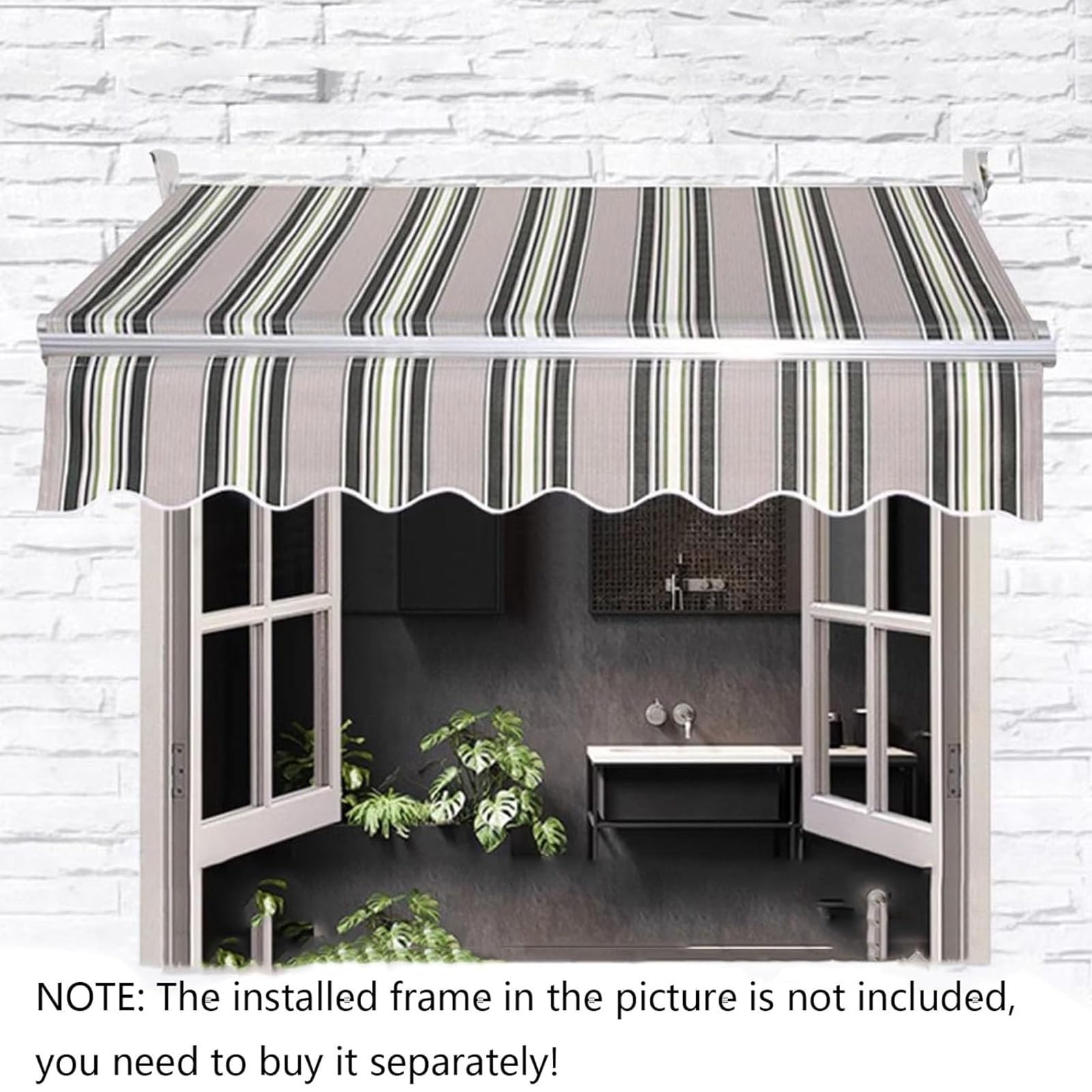 Tissu de rechange rétractable pour pare-soleil (sans cadre) – Housse d'extérieur enroulable 280 g 100 % polyester pour terrasse, jardin (3,5 x 1,5 m) – Protection UV résistante aux intempéries