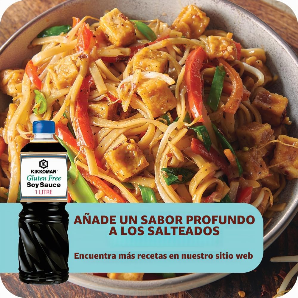KIKKOMAN Tamari Salsa de soja sin gluten 1000 ml (paquete de 6)