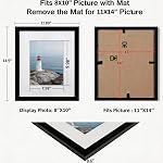 11x14 Picture Frame 2 Pack, Display Poster 8x10 with Mat or 11 x 14 Without Mat, Wall Gallery Photo Frames-Vertical or Horizontal Mounts & Ready to Hang,Photo Frames for Wall Mounting, Black