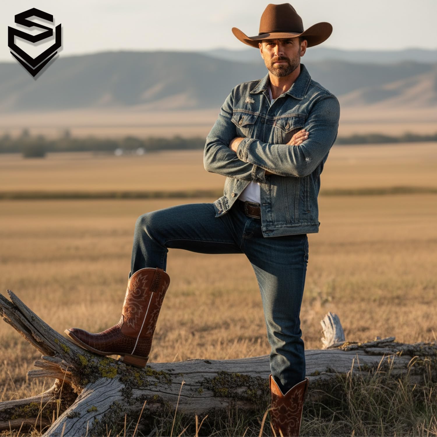 SUREWAY Caiman Cowboy Boots For Men - Mens Square Toe Western Boot, Oil/Slip Resistant,Durable Fashionable Classic Pull on 10 Inch Wellington Boots - Soft Toe Work Boots - Image 2