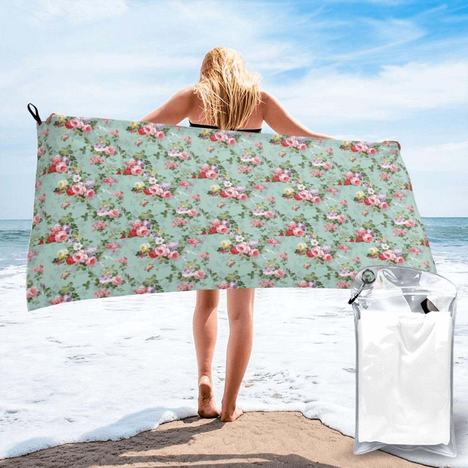 AYYQWE Peony Print Lightweight Towel For Men Women Travel Beach Camping Hiking Yoga Swimming Sports