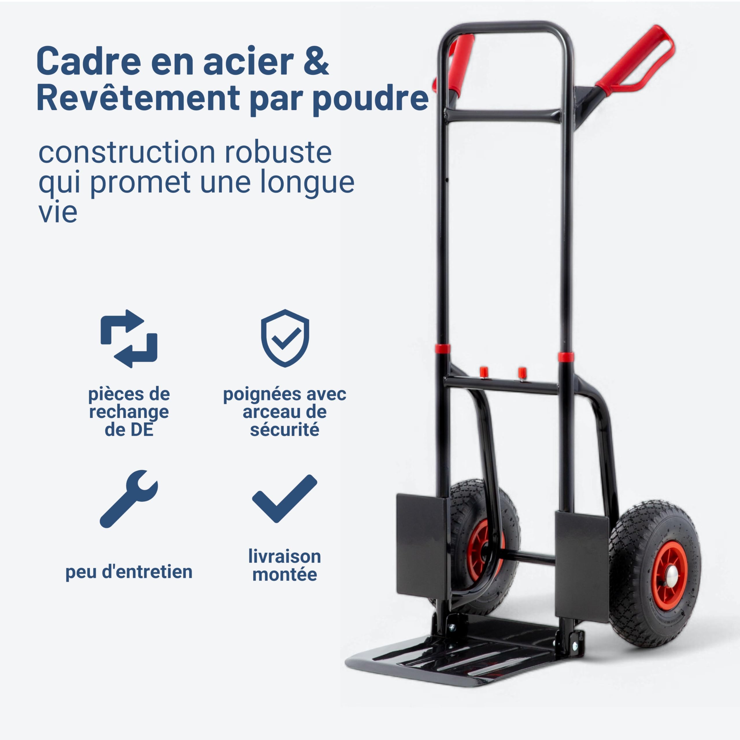 Pallit Diable Pliable 200 kg - Chariot de Manutention Pliant en Acier, Poignées Ergonomiques, Pelle 300x290 mm, Roues 250 mm, Diable Transport 9 kg Diablo-F