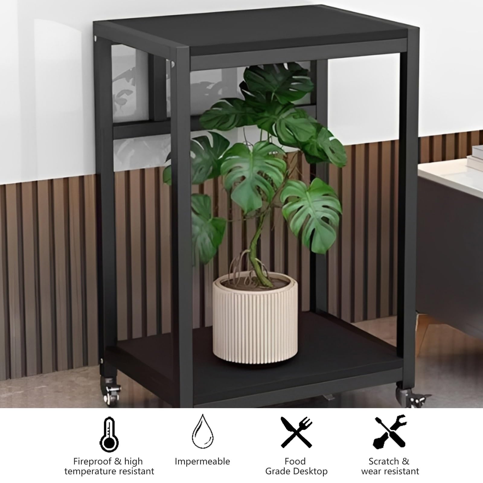 Ruchomy stojak na akwarium z kółkami, 2-poziomowy stojak do terrarium, solidna stalowa rama, łatwy montaż do salonu, gabinetu, biura