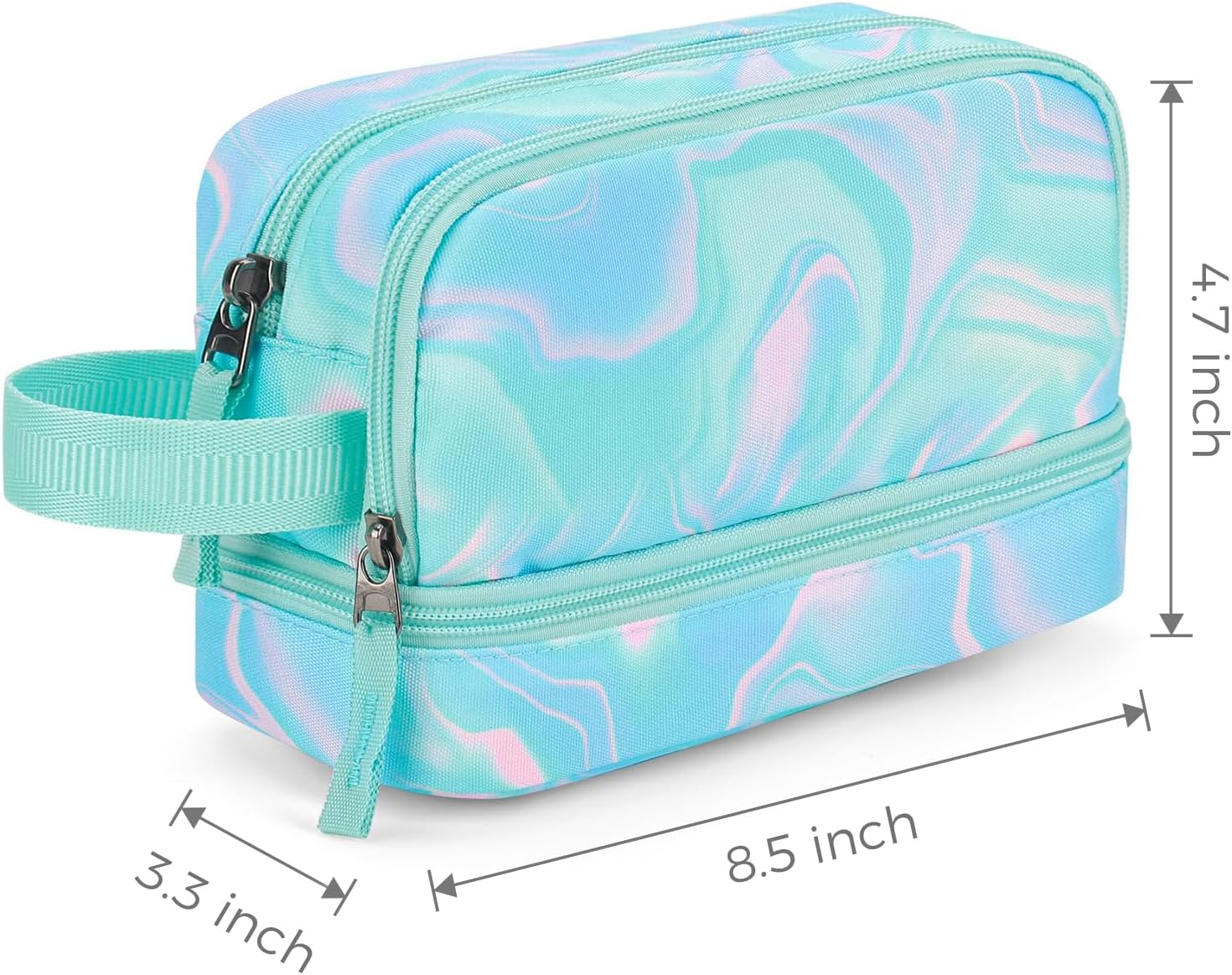 Choco Mocha Blue Pencil Case for Girls, Large Soft Zipper Pencil Pouch for Teen Girls, Pencil Bag for Kids Girl with 3 Compartments, Teal